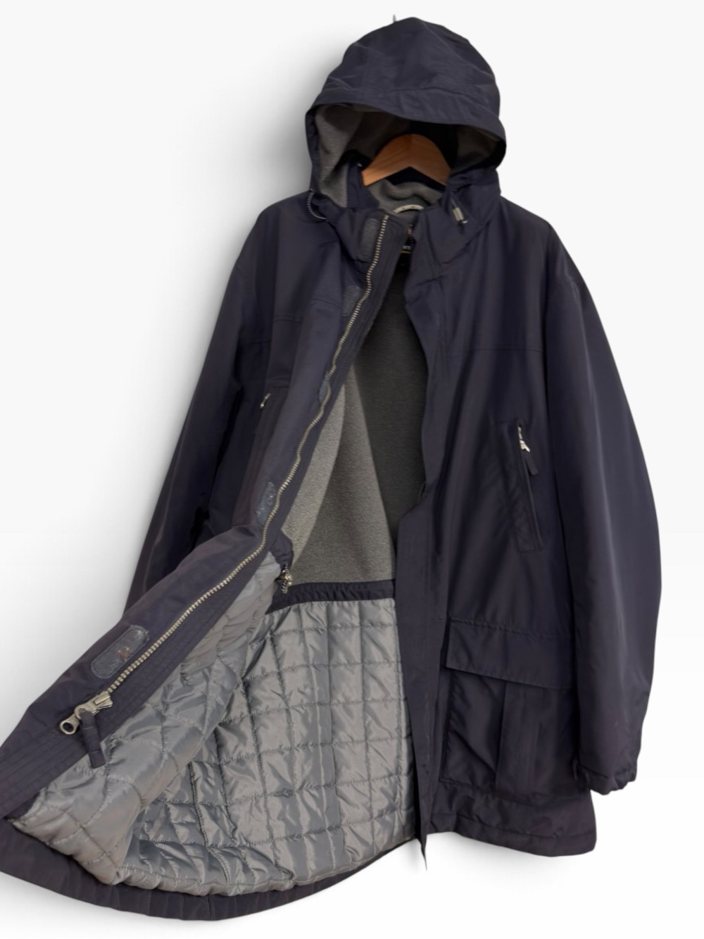 Lands’ End The Squall Parka Men’s XXL Navy Waterproof Fleece Lined Winter Jacket - Picture 3 of 11